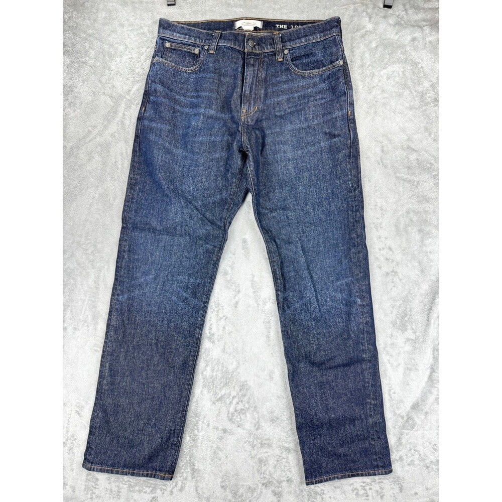 Madewell Mens Jeans size 33X32 Dark Wash Denim Solid Straight Stretch Fit Casual